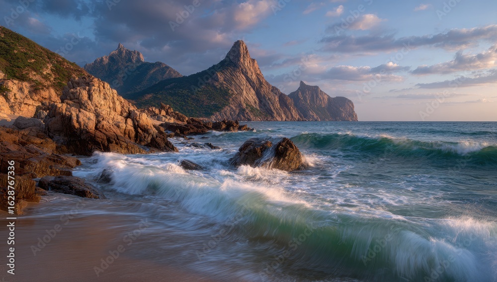 Obraz premium Dramatic coastal landscape at dawn