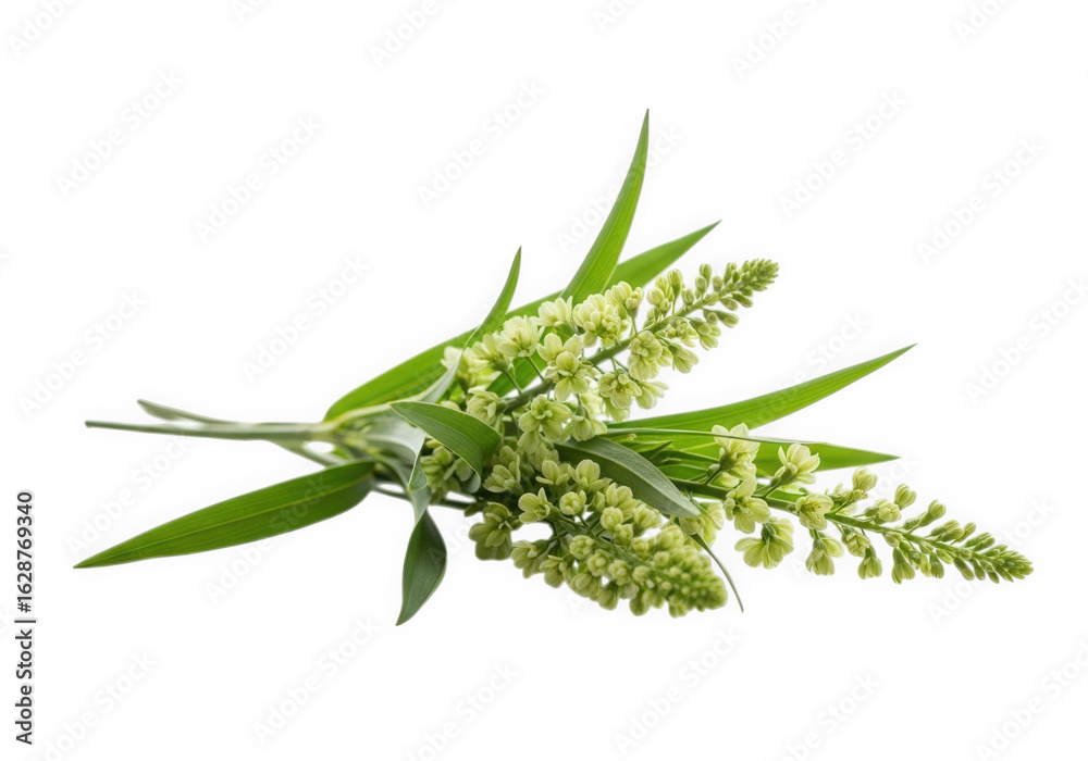 Fototapeta premium Delicate green flower sprig isolated on transparent background