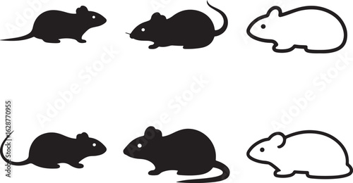 Rat black silhouette vector illustration with white background