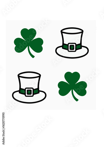 Celebrate St Patrick's Day with Lucky Shamrock and Leprechaun Hat Graphics for Holiday Invitations and Festive Designs for Irish Celebrations