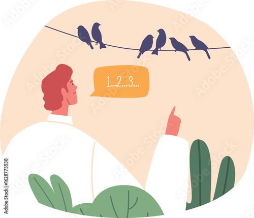 Man suffering ocd counting birds