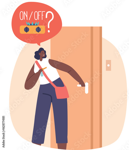 Worried ocd woman leaving home