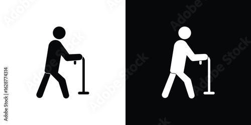 Walking stick icon Illustration Pixel vector graphics - Vector.
