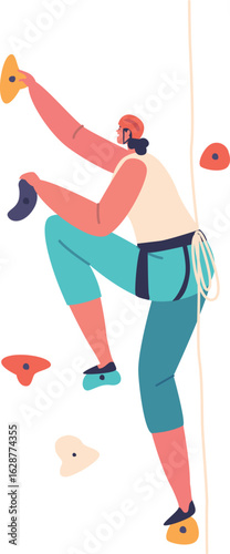 Woman athlete on climbing wall