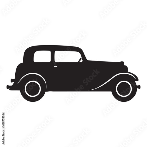 Silhouette of a classic vintage car isolated on white