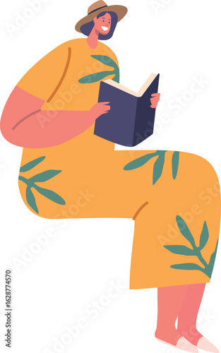 Woman enjoying reading hobby activity