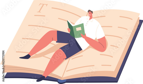 Man reading on huge book