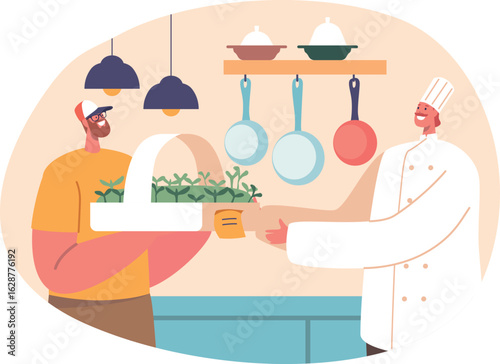 Microgreens restaurant delivery vector illustration