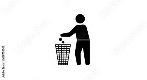 Person disposing of trash in a bin