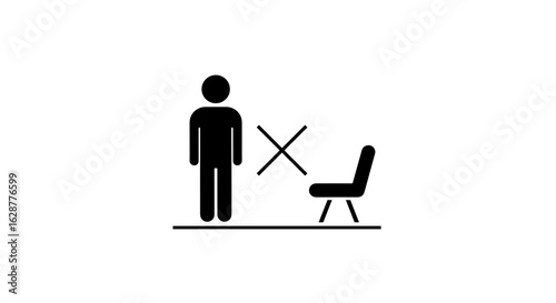 No people avoiding a chair icon on minimalist background