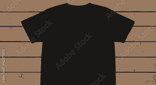 black t shirt display mockup template design on a wooden table 