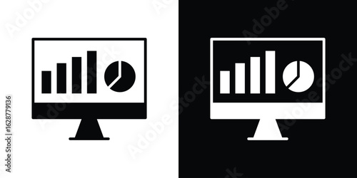Analytics Monitor icon Illustration Pixel vector graphics - Vector.