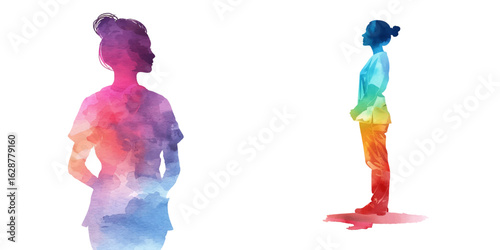 abstract color silhouette of nurse watercolor vector illustration