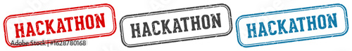 hackathon stamp. hackathon rectangular stamp set isolated on white background