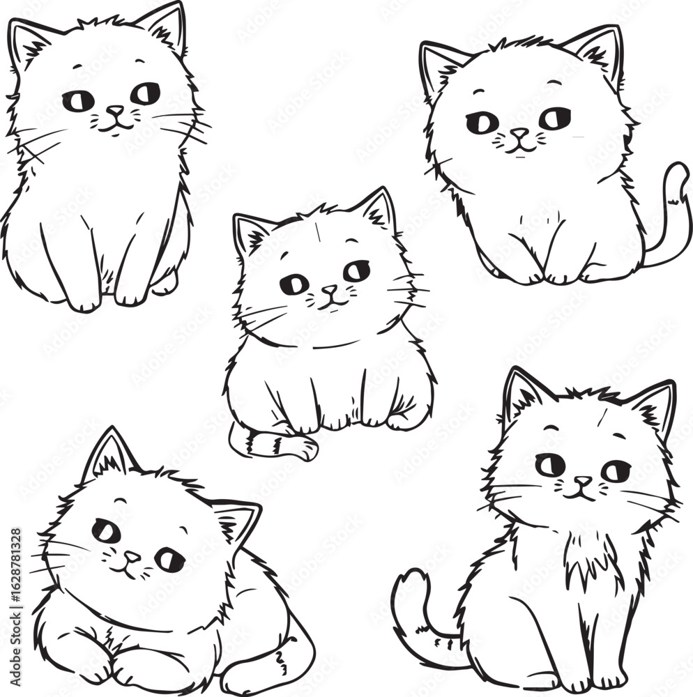 Obraz premium cute cat icon set Adobe Illustrator Artwork