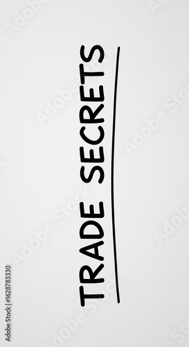 Trade Secrets - Hand-Written Text on a Whiteboard in Black and White.