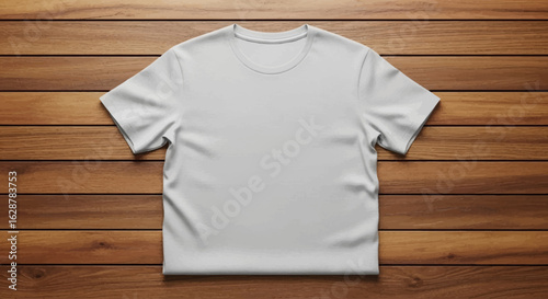folded t-shirt mockup on a wooden table 