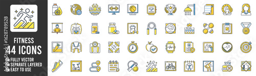 Fitness and Health Icons Collection exercise workout | Ai Generated Icon