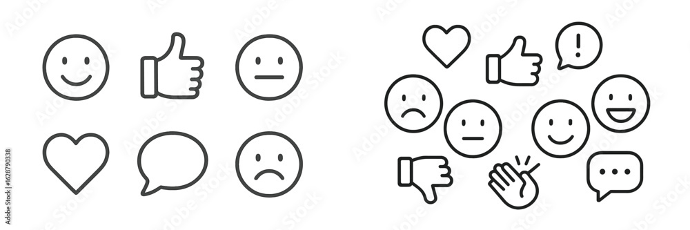 Fototapeta premium Emotion symbols represent feelings and reactions in a simple graphic design for effective communication