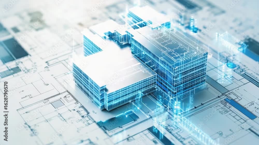 Net Design Blueprint Architectural design plan on top of a blueprints sheet Stock Video ...