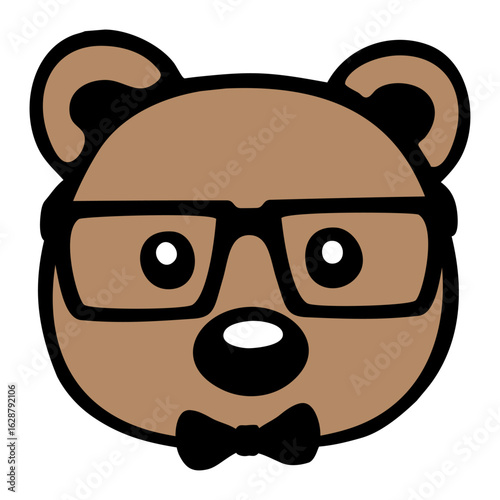 Bear Nerd Teddy Geek Smart Intelligent Horn-Rimmed Glasses