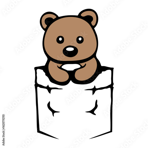 Bear Teddy Shirt Pocket Bag Traveler Cute Little Friend