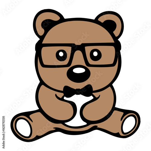 Bear Nerd Teddy Geek Smart Intelligent Horn-Rimmed Glasses