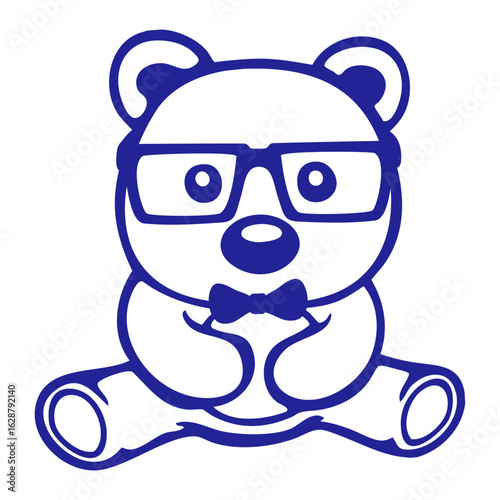 Bear Nerd Teddy Geek Smart Intelligent Horn-Rimmed Glasses