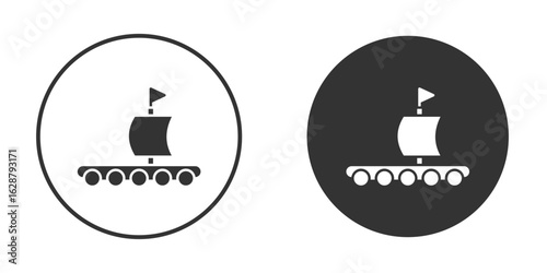 Wood Raft icon in black round