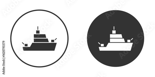 Warship icon in black round
