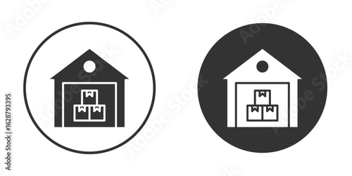 Warehouse icon in black round