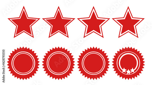 Red stars rating and red seals award winning quality best choice achievement