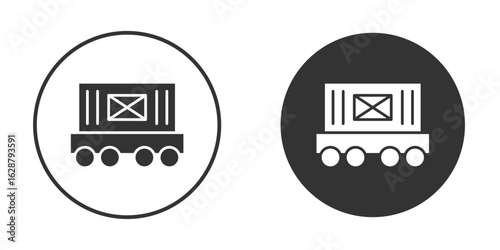 Train cargo icon in black round