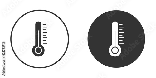 Thermometer icon in black round