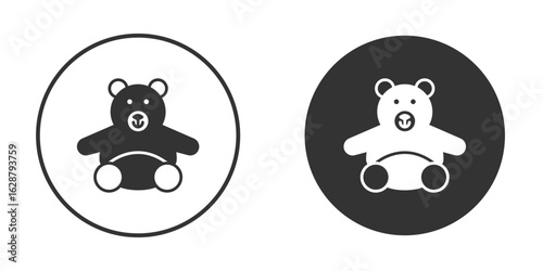 Teddy bear icon in black round