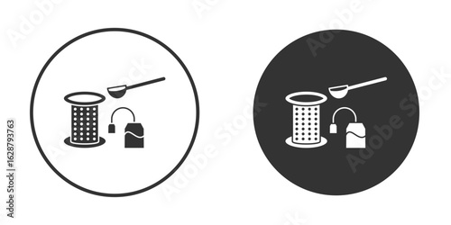 Tea infuser icon in black round