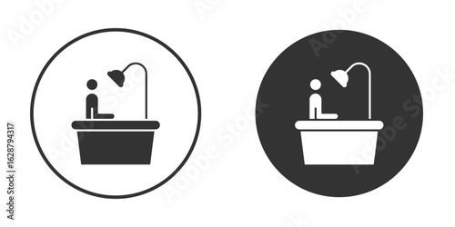 Person Bathing icon in black round