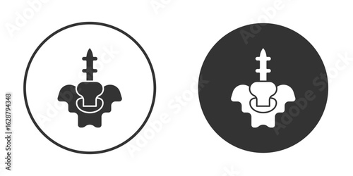Pelvic area icon in black round