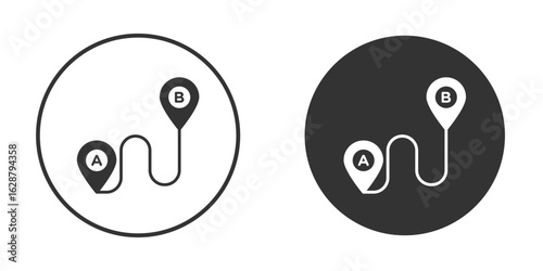 Path A to B icon in black round