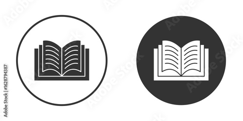 open book icon in black round