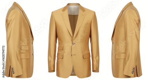 golden blazer isolated on a white background, represents timeless fashion and professional apparel
