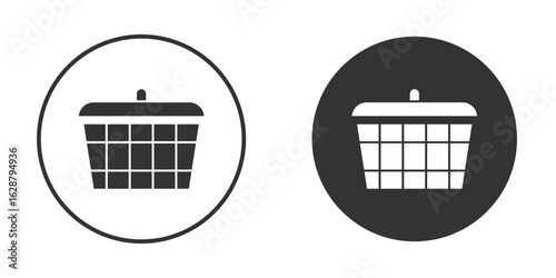 Laundry basket icon in black round