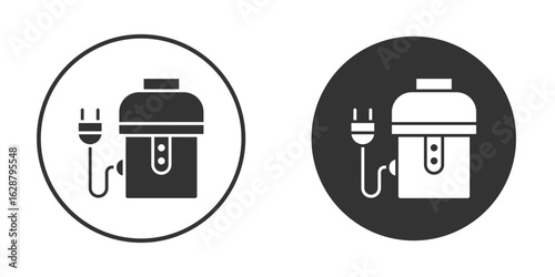 Garbage disposal icon in black round