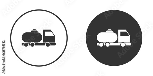 Fuel truck icon in black round