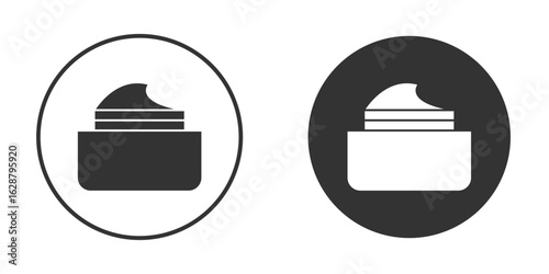 Facial cream icon in black round