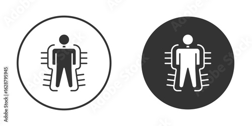Exoskeleton icon in black round