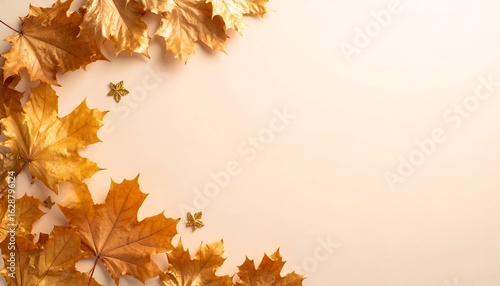 Golden Maple Leaves and Star Decoration Autumn Background
