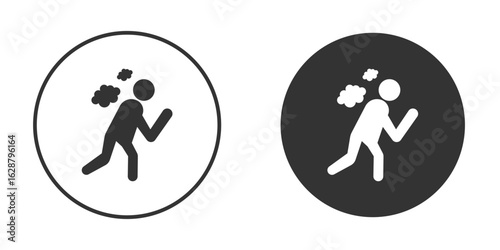 Drunk human icon in black round