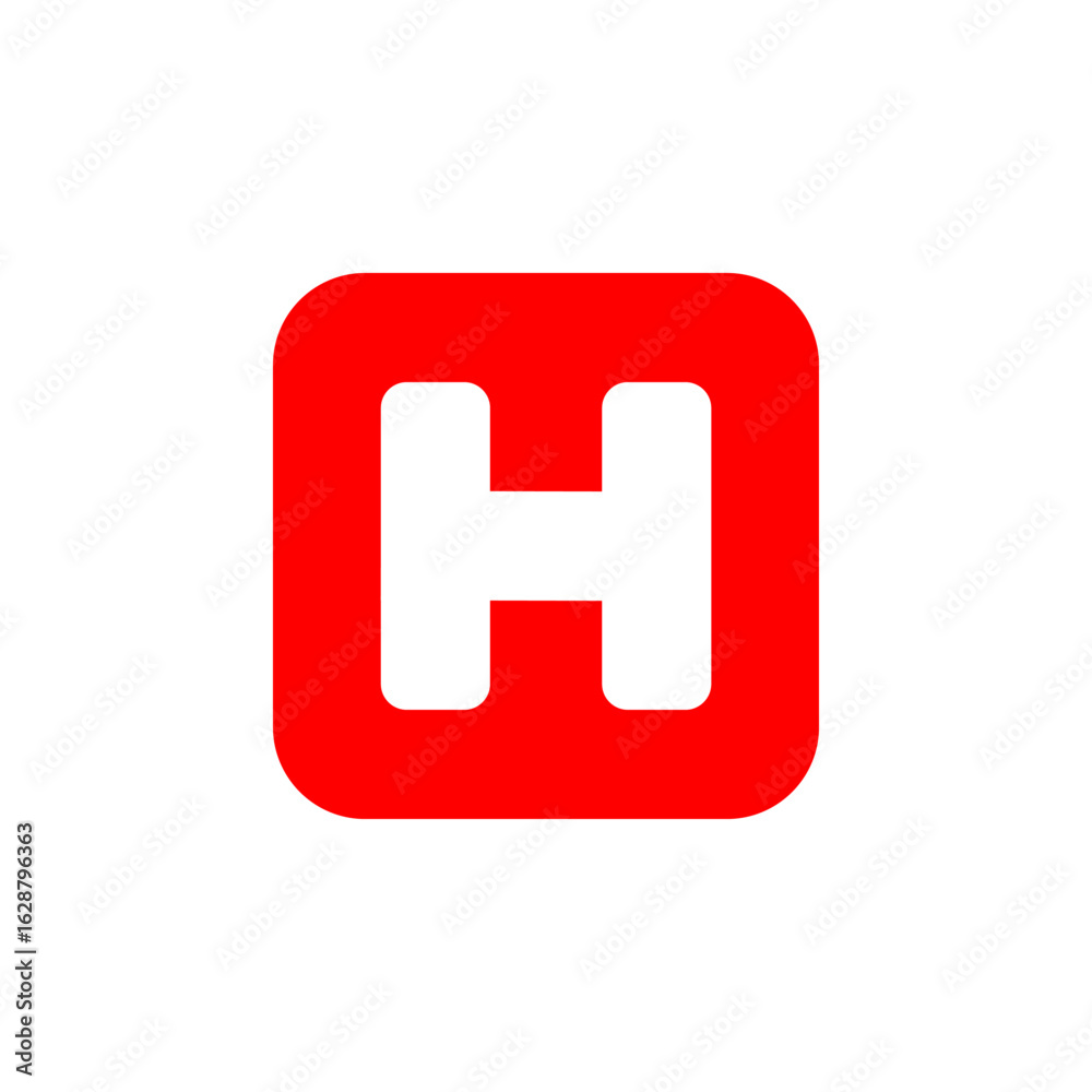 Obraz premium Hospital symbol icon. Bold H vector. Medical sign shape. Emergency red graphic. EPS 10.