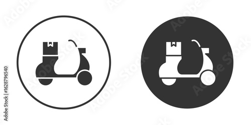 Delivery scooter icon in black round